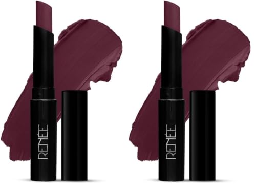 Image of RENEE Very Matte Lipstick - Plum, Long-Lasting, Hydrating, and Velvety Formula, Paraben-Free Lip Color for All Skin Tones (Pack of 2)