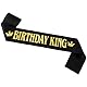 König Geburtstag Schärpe für Herren Birthday King Geburtstag Schärpe Schwarz Satin Schärpe mit Goldbrief Geburtstag Jungen Geburtstagspartys Dekoration