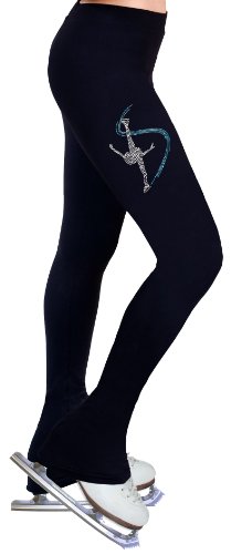 NY2 SPORTSWEAR Figure Skating Practice Pants with Rhinestones R271 - Adult Sizes- (Adult Extra Large) Black