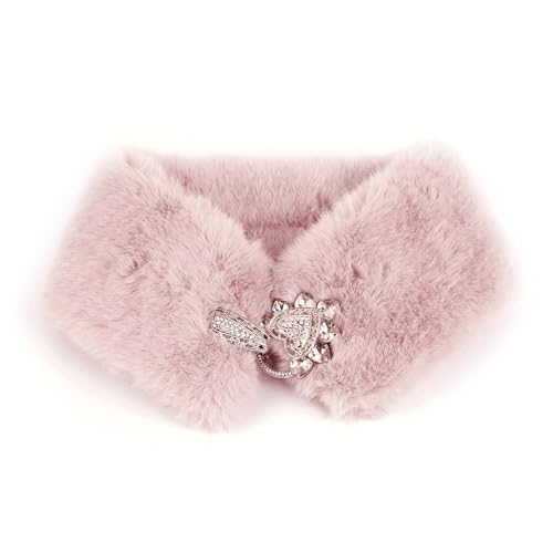 Women Rhinestone Fall Winter Warm Faux Fur Fake Collar Infinity Loop Circle Scarf Neck Warmer Wrap4