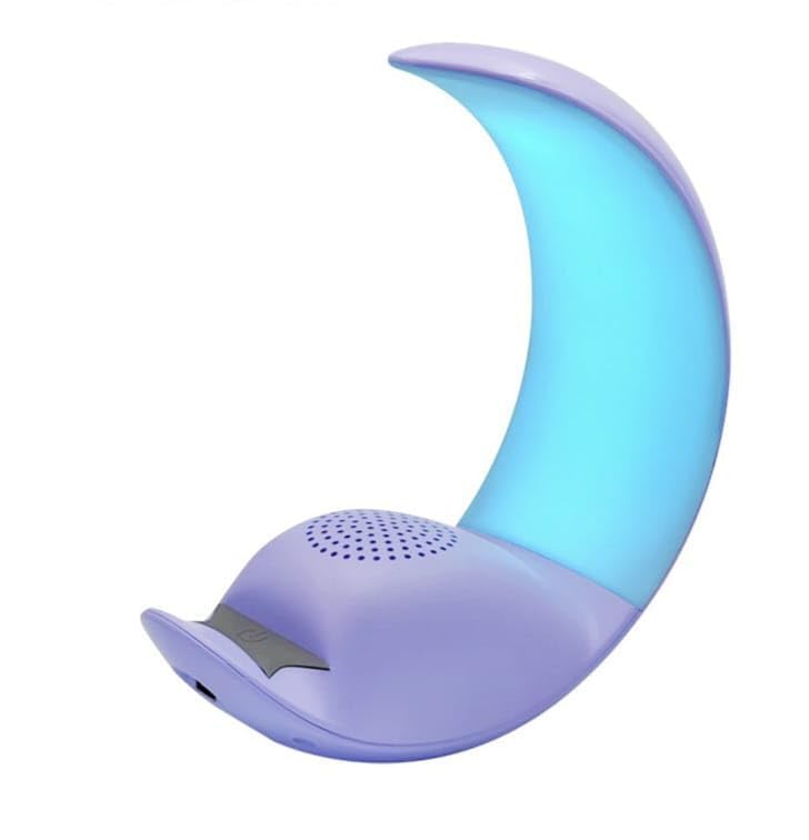 Moon Touch LED Speaker, 7 Color Touch Light, Wireless, Music, Ambient Light, Voice Call, Night Lamp, Blue