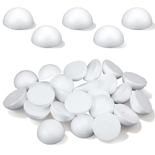 Jeffdad 24 Pcs Half Foam Balls 2 Inch White Foam Balls Half Round Styrofoam Foams Ball Smooth Craft Foams Ball for Christmas Decoration Thanksgiving Day Home Party Craft DIY Projects