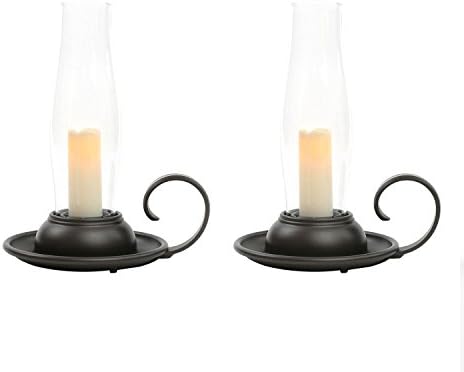 Set of 2 Antique Flameless Candle Lanterns - Rubbed Bronze Color