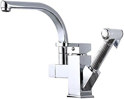 Faucet for Bar Farmhouse Commercial, Gold Stainless Steel Pull Out Kitchen Faucets, Rotatable Mixer, Deck Mounted Water Sink Taps,Cromo-A