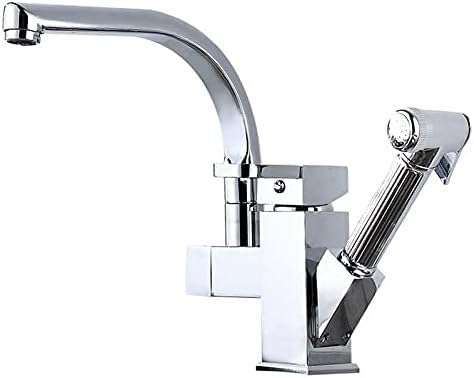 バーファームハウス商業用蛇口、ゴールドステンレススチール引き出しキッチン蛇口、回転可能なミキサー、デッキマウントウォーターシンクタップ