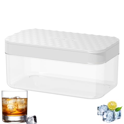 LUAMY 製氷皿 製氷器 氷ケース ふた付き 氷スコップ 氷入れ容器 32 グリッド 宅飲み 家用 氷作る容器 耐久性 取り出しやすい アイストレー お茶 シリコン 氷ボックス付き 氷モールド 冷凍保存 携帯便利(ホワイト)