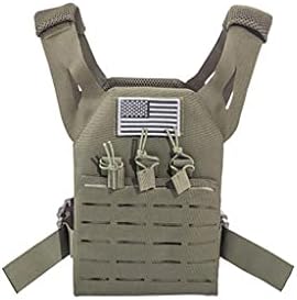 Cadet 2.0 Childrens Tactical Airsoft Paintball Kids Vest, Free US Flag Patch, Mil Spec PALS Laser cut Molle Modular w/Mag Pouches (Green)