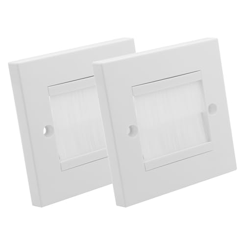 Batheidon Multimedia Wanddose, Kabeldurchführung mit Bürstenabdeckung, Unterputzdose für TV, Lautsprecher, Internetkabel, geeignet für Standarddosen, 80x80mm, einfach zu montieren，weiß