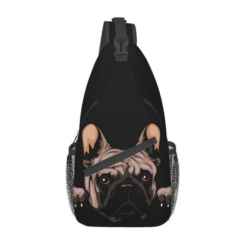 EujGvboU Borsa a tracolla piccola con bulldog francese per donne e uomini, zaino a tracolla per ciclismo, escursionismo, borsa a tracolla con tracolla regolabile, Bulldog francese., 7.5 X 3.5 X 15.3
