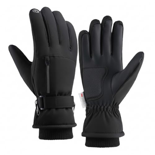 Ski Outdoor Gloves Waterproof Warm Snow Gloves with Touchscreen & Zipper Pocket Winter Thermal Windproof Gloves for Cold Weather Sports Hiking Cycling