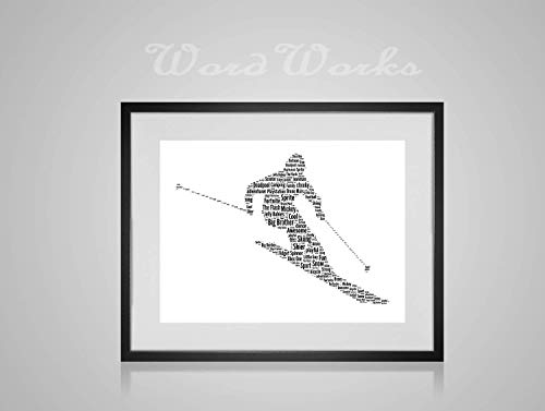 Personalised Ski Skiing Gifts Sports Word Art Print