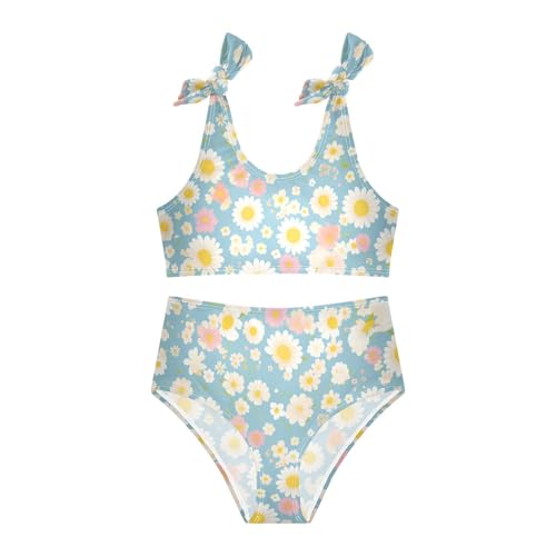 KLL Polka Dots and Tender Chamomile Flowers Girl Two Piecing Bikini Set Beach Swimsuit Swimming Suits Adjustable Shoulder3