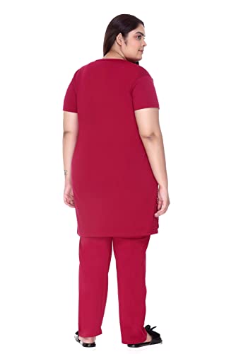 Image of In Love Women's Plus Size Printed Cotton Night Suit Set Short Sleeve | Cotton fabric - soft night suit set for sleepwear and home comfort