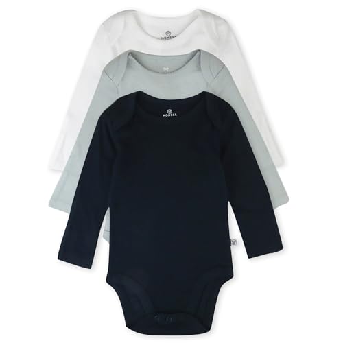 Image of HonestBaby Baby 3-Pack Long Sleeve Bodysuits One-piece Organic Cotton for Infants