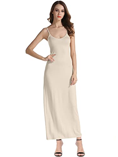 Vetior Women Slip Dress Modal Nightgown Long Spaghetti Strap Dresses For Women Nude #TOP2