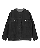 [�����Х�ꥵ���� �����ƥॺ] ���㥱�å� ������ Denim No Collar Jacket ��� IT46-17C016 BLK M
