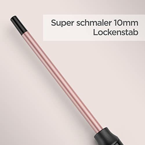 BaByliss 10 mm Lockenstab – Quarz-Keramik-Beschichtung, 10 Temperaturstufen, Lockenstab für kleine Locken, kompaktes Design, Pink & Schwarz, C449E