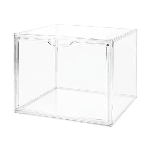 Seaniss Clear Acrylic Display Case with Magnetic Lid-Dustproof Plastic Book Storage box Clear Box Purse Storage Organizer Action Figure Display Case Acrylic Sneaker Shoe Box(1 Pack)