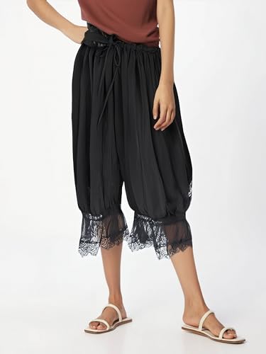 Image of Women Lace Long Bloomers Pants Elastic Waist Y2k Ruffle Pettipants Slip Cute Pantaloons Pumpkin Pants