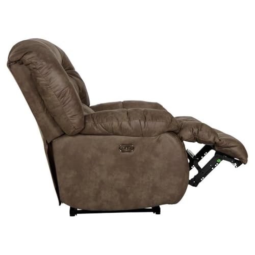 Sillón reclinable eléctrico tela poliéster marrón miniatura 7