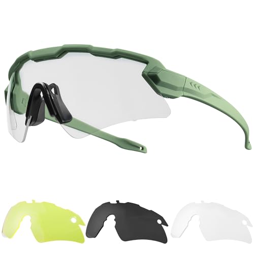 1TG Tactical Fahrradbrille, Airsoft Brille Taktische Schutzbrille, Sportbrille sport sonnenbrille für Herren, Damen, Airsoft, Paintball, Jagd, CS, Radfahren, Laufen Wandern, OD green
