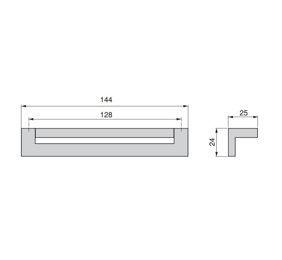 Emuca - Cleveland Furniture Handle, 128 mm Interaxis (5 inch), L144 mm (5,6 inch), Black Painted, Zamak, 5 ut - Image 2