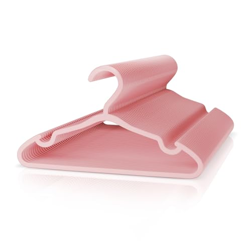 Image of VILICK Plastic Kids Hangers - 50 Pack Non-Slip Baby Clothes Hangers for Closet, Toddler & Newborn Clothing Pants, Skirts, Coats (Pink)