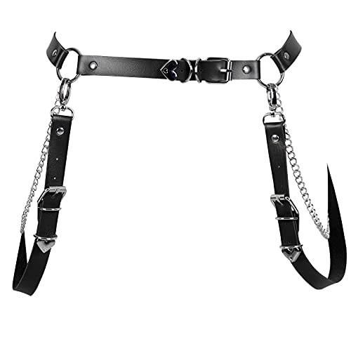 JMMHSS Punk Leder Body Harness Gürtel Bauchketten Party Body Chain Schmuck Zubehör für Frauen und Mädchen (Schwarz) Cover