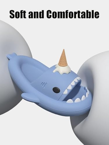 Ice Cream Shark Slides, Cute Cartoon 3D Cloud Shark House Slippers Shoes Sandals For Women Men3