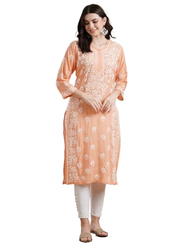 Image of Ada Hand Embroidered Lucknowi Chikankari Modal Kurta for Women A411556