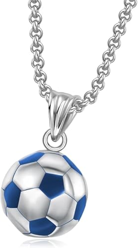 Collier chaîne football résistant avec pendentif acier pour look hip hop