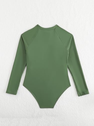 Image of SEGT Girl's One Piece Rash Guard Long Sleeve Swimsuits Bathing Suit