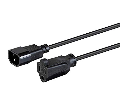 Monoprice Desktop Computer Power Cord - 2 Feet - Black | IEC 60320 C14 to NEMA 5-15R, 18AWG, 10A, SVT, 125V