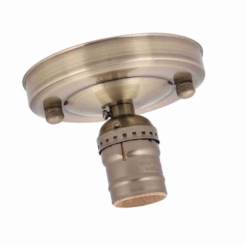 Base de Zócalo de Luz de Techo, Base de Bombilla de Encogimiento de Luz E26/E27 Vintage Industrial Bombera Lámpara de Tornillo Tornillo para Oficina en Casa (Color latón antiguo.)