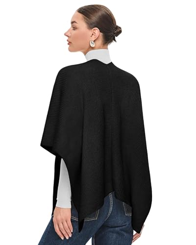 PULI Womens Crossover Front Shawl Wraps Chunky Warm Knit Travel Poncho Shawls for Fall Winter3