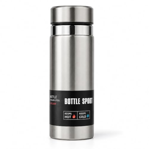 Image of Stainless Steel Vacuum Insulated Water Bottle | Double Wall Flask for Hot & Cold Beverages | Leakproof Travel Bottle for Office, Gym, School & Outdoor | Silver | (Silver, 1000 Ml)