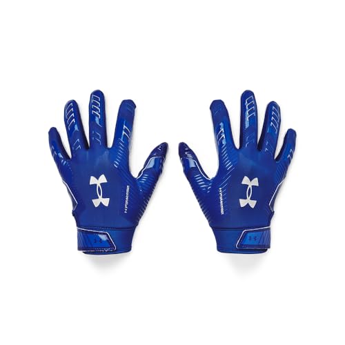 Under Armour Boys' F9 Nitro Football Gloves, (400) Royal/Capri/Metallic Silver, Large