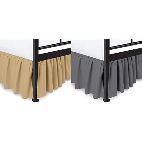 Peace Sleep Bedding - 2 Pcs Ruffled Bed Skirt with Split Corners - Hotel Quality Brushed Microfiber Cover