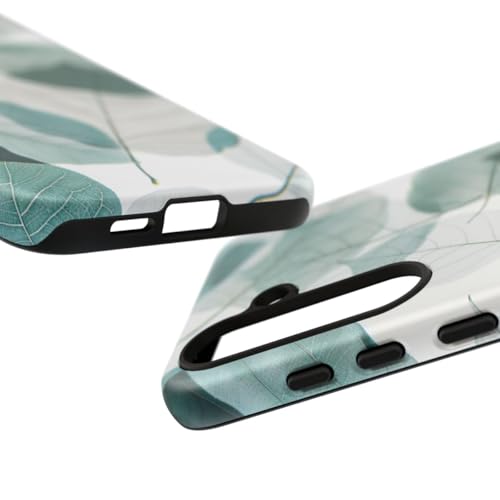 Coque Samsung S24 Plus rigide mate motif feuilles bleues - 3