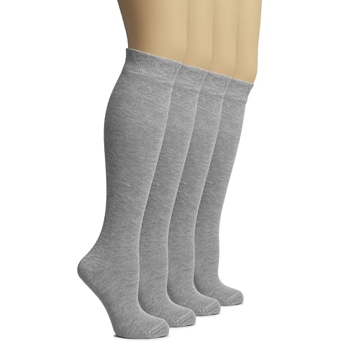 Image of Hugh Ugoli Women's Rayon Derived from Bamboo Knee High Socks Comfort Seam Long Dress Socks, Shoe Size 5-8 /8-11, 4 Pairs