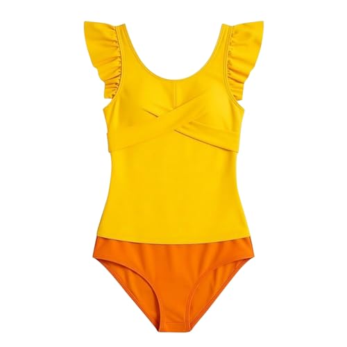 Maillot de bain deux pièces fille froncé haute natation