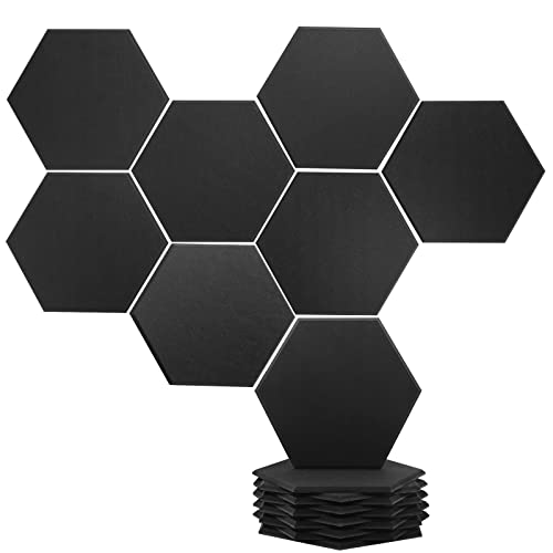 Ounggy 12 Pack Hexagon Acoustic Panels,12" X 10" X 0.4" High Density Sound Proof Foam Panels, Acoustic Treatment for Recording Studio, Office, Home Studio (Black)