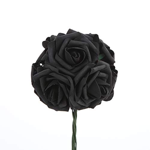 The Chair Cover Company Artificial Flowers Roses 50pcs Real Looking DIY Wedding Bouquets Centerpieces Arrangements Party Baby Shower Party Home Decorations (Black) - Image 3