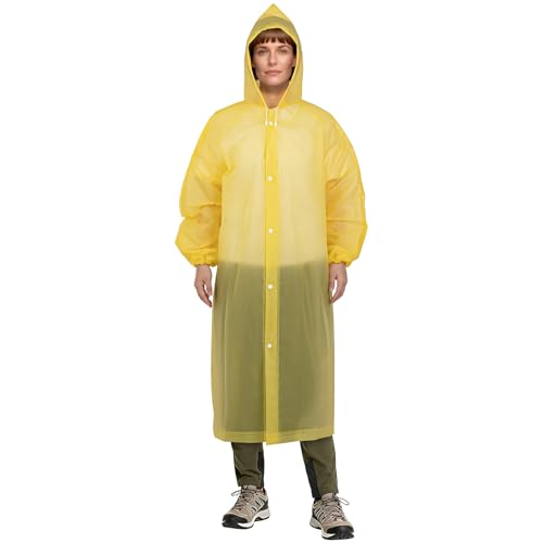 Aolegoo 2 Stück Regenponcho, Wiederverwendbarer, Tragbarer Unisex-Regencape für Fahrrad, Wandern, Camping, Ausflug, Angeln, Konzert, Stadion, Festival (Gelb)