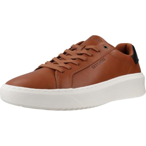 Skechers Herren Court Break Suit Sneaker Platform, Cognac Duraleather, 45 EU – Ansicht 1