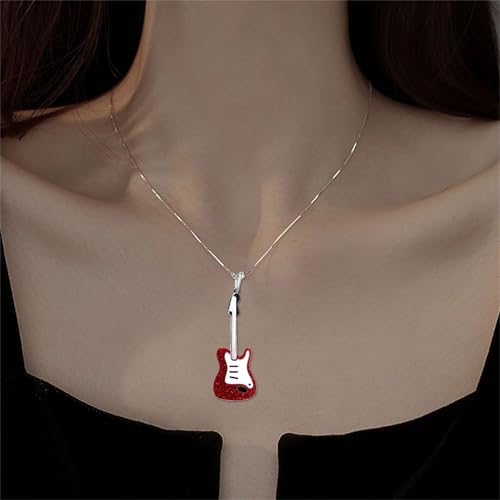 Guitar Music Earrings Necklace Sets for Women Lightweight Bass Electric Guitar Dangle Drop Earrings Chic Rock Music Lovers Teacher Singer Guitar Earrings Concert Party Rock and Roll Accessories3