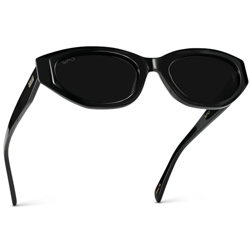 WearMe Pro - Women's Polarized Sunglasses, Narrow Fashion Cat-Eye Acetate Frame, Oval Lenses, Hand-Polished