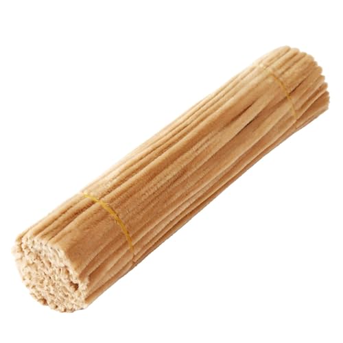 手芸モール 単色 約100本 6ｍｍ カラーモール ハロウィン 飾り クラフトモール DIY 幽霊 花 工作モール フラワー 手作り素材 インテリア飾り/パーティー/贈り物 【作り方を付き】 (薄茶色)