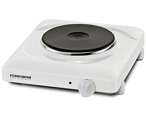 ROMMELSBACHER Einzelkochplatte THS 1590 - Made in Germany, 1 Gussheizplatte 180 mm Ø, feueremailliertes Gehäuse, 7-Takt-Schalter, leistungsgesteuerte Regelung, Überhitzungsschutz, 1500 Watt, weiß