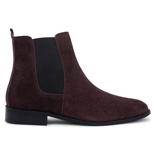 Image of LOZANO Suede Leather Chelsea Boots for Men | High Ankle Boots, Soft Cushioned Insole, Slip-Resistance, Arch Support & Shock Absorption